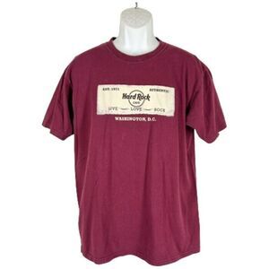 Hard Rock Cafe Tee Shirt Size L Washington DC Dark Red Burgundy Short Sleeve